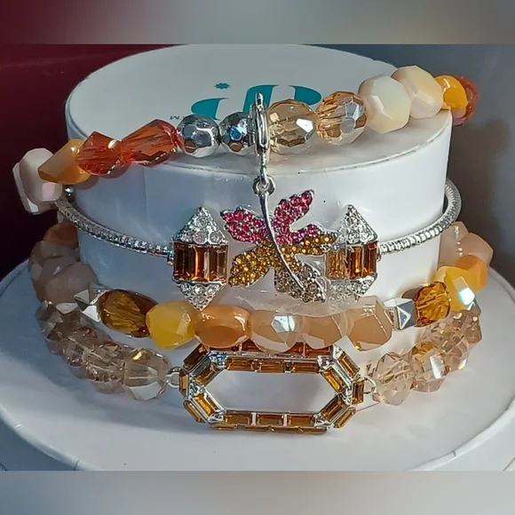 "A Sparkling Fall Day" Bracelet Stack by Bomb Party - Picture 1 of 6